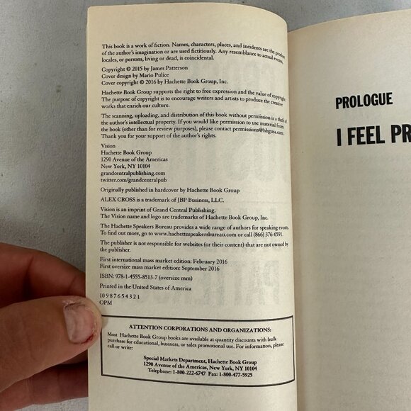 James Patterson Cross Justice 2016 Paperback Thriller Alex Cross Series - Picture 3 of 3